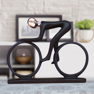 运动人物摆件现代简约家居装 饰品创意自行车摆设书柜办公室工艺品