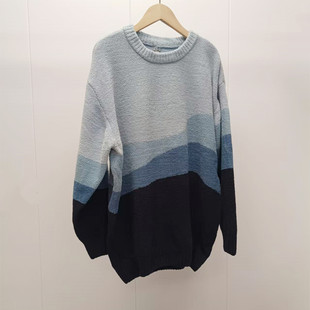 冬季新款男士软绵绵半边绒灰蓝几何图案家居服单件上衣