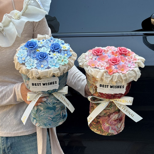 手工景德镇陶瓷花束仿真向日葵玫瑰小香风花送闺蜜女朋友生日惊喜
