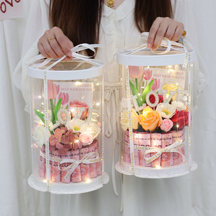 diy情人节礼品创意生日礼物仿真花混搭花束有钱花高档礼盒女朋友