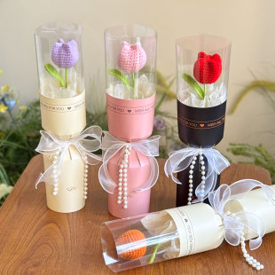 手工针织毛线胖胖郁金香单支小花束母亲节生日礼物送老师员工闺蜜