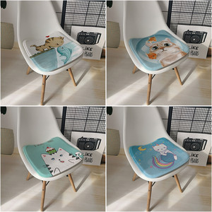 猫咪可爱办公电脑转椅垫咖啡奶茶店铁艺椅绒面坐垫餐椅垫汽车座垫