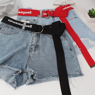 学生装 2021新款 饰 腰带男女士字母ins皮带简约百搭潮流韩版 帆布裤