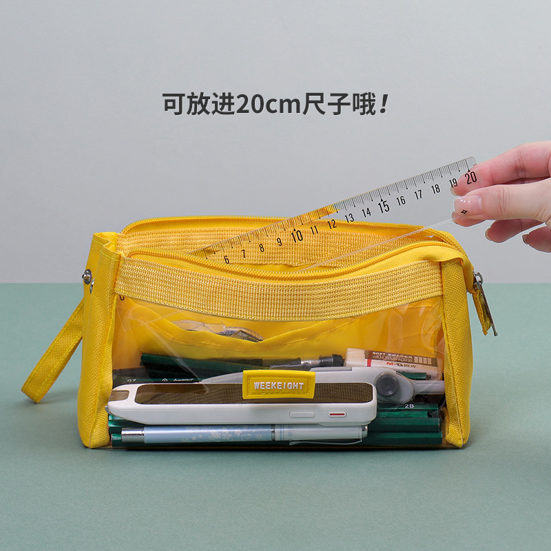 透明笔袋学生考试文具袋防水立体大容量铅笔袋2024新款收纳袋