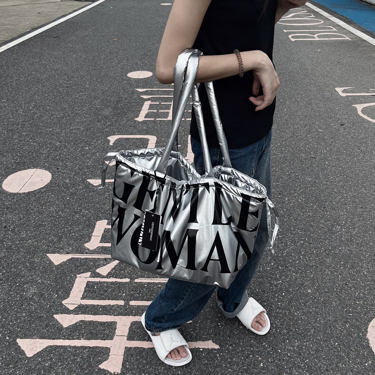 2024新款泰国gentlewoman潮牌购物袋流星花园帆布托特夹棉单肩包