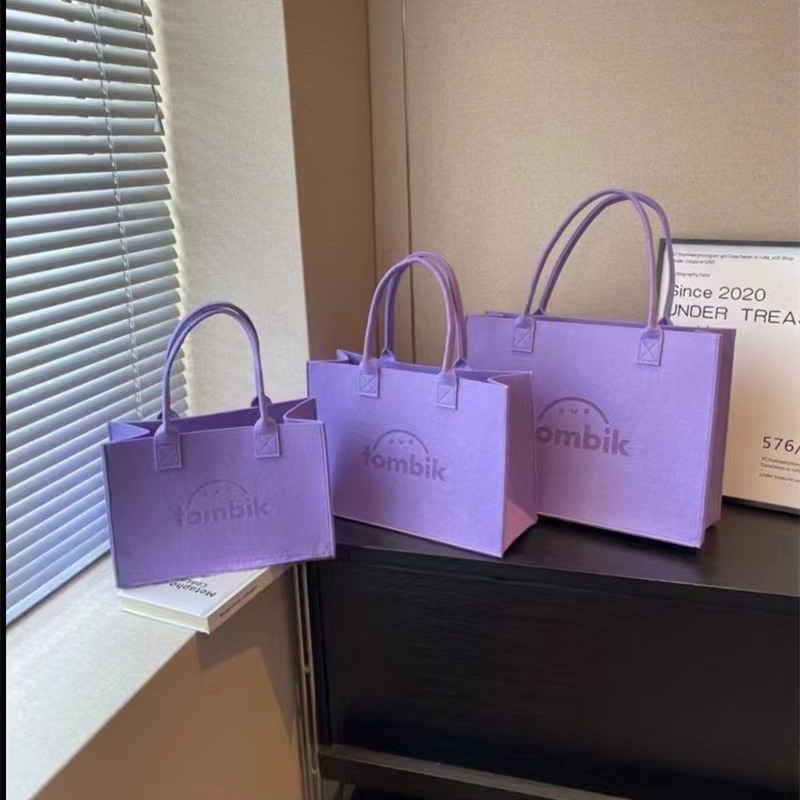 高颜值新款ins风女包百搭加厚大容量手提托特包简约大气女毛毡包