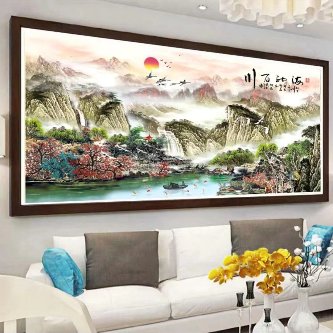 【加厚绣布】中国风刺绣海纳百川十字绣套件