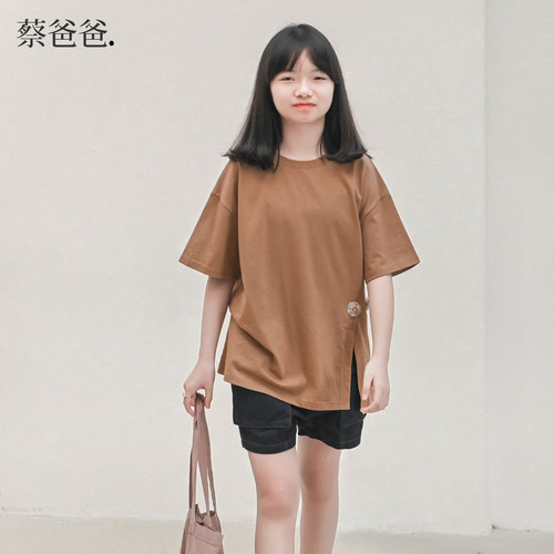啡色短袖上衣夏装文艺女孩t恤