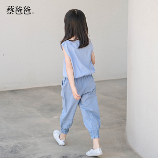 子收口裤 束脚裤 蓝色纯棉长裤 110 067 蔡爸爸原创童装 238 女童夏装