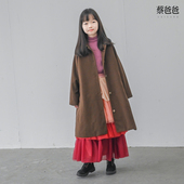 翻领宽松风衣1053 外套女童棕色大衣长款 蔡爸爸童装 2026新款