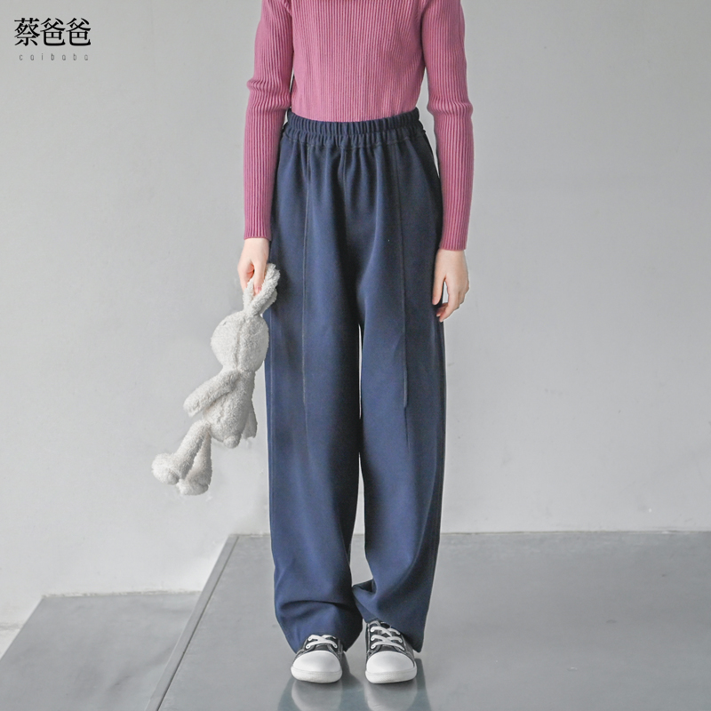 长裤阔腿裤深蓝色秋冬长裤阔腿裤