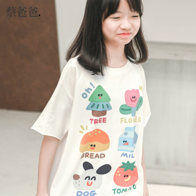 白色卡通衣服夏装男女童t恤衫