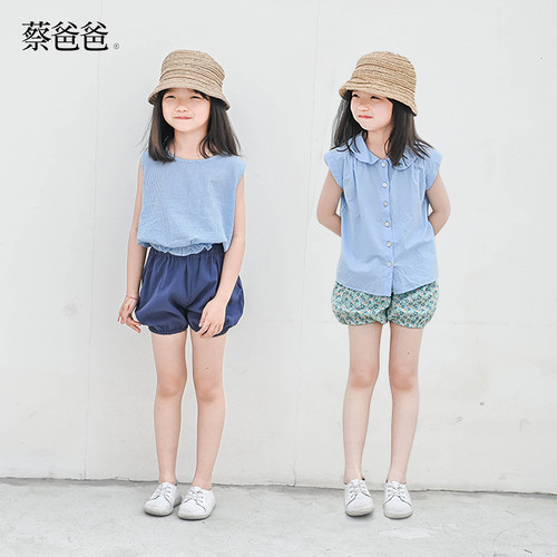 蔡爸爸原创夏装松紧纯棉短裤