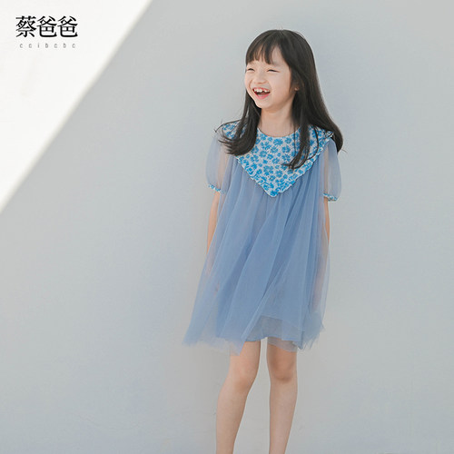 女连衣裙洋气夏季儿童女蓝色裙