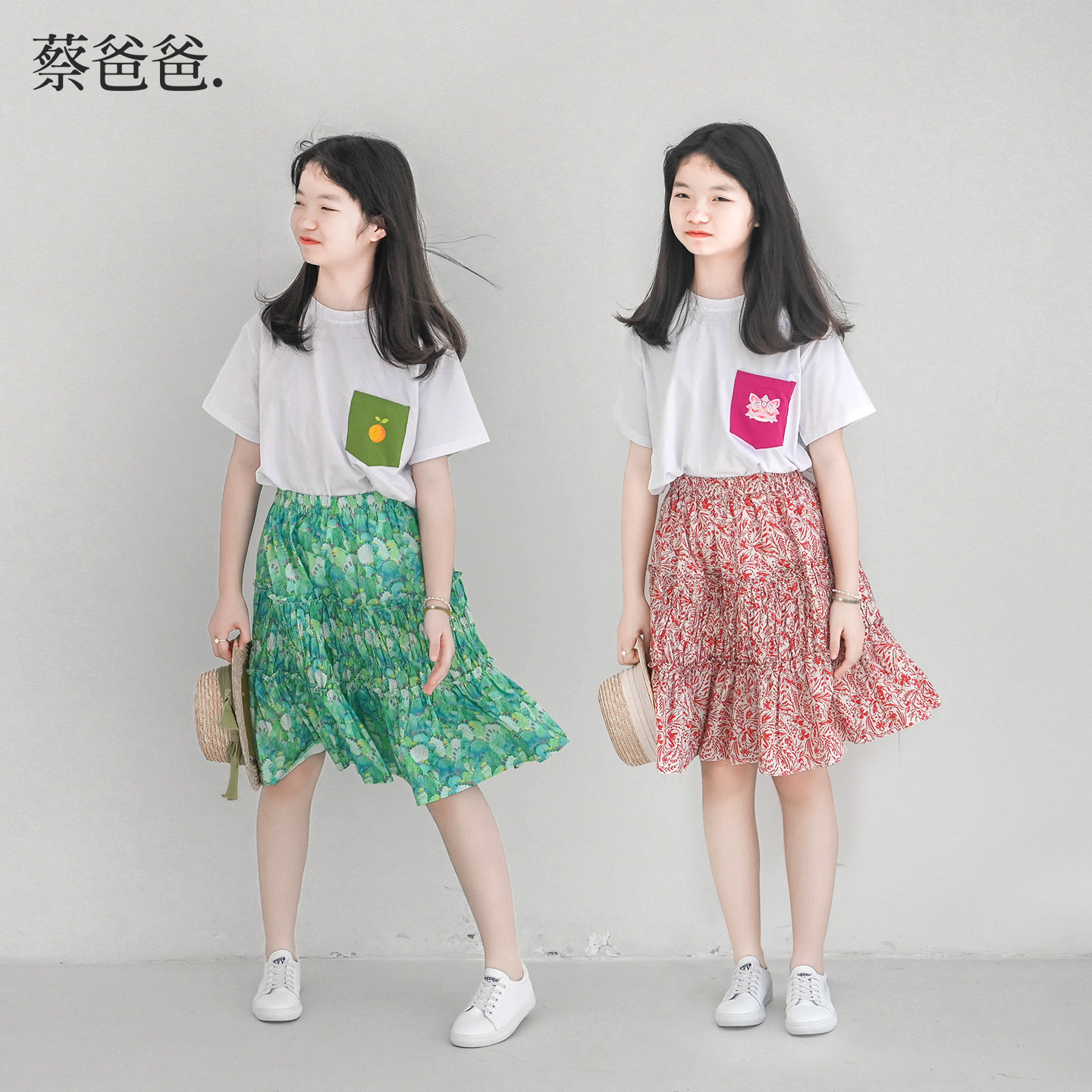 夏季女童短袖t恤白色卡通上衣