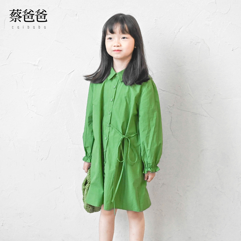 蔡爸爸女童全棉连衣裙秋衬衫裙