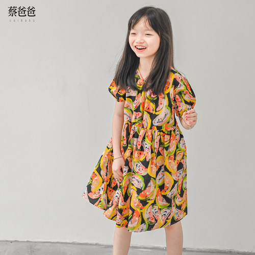 蔡爸爸女连衣裙夏洋气碎花裙子