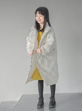 蔡爸爸童装2026冬季白色外套儿童女孩卡通皇冠长款保暖羽绒服058