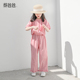 儿童套装 粉色收腰短上衣女童长裤 纯棉阔腿裤 蔡爸爸夏季 子755 926