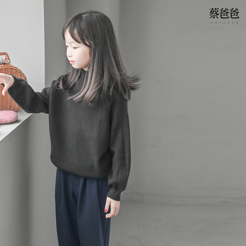 文艺秋冬男女半高领保暖黑色毛衣