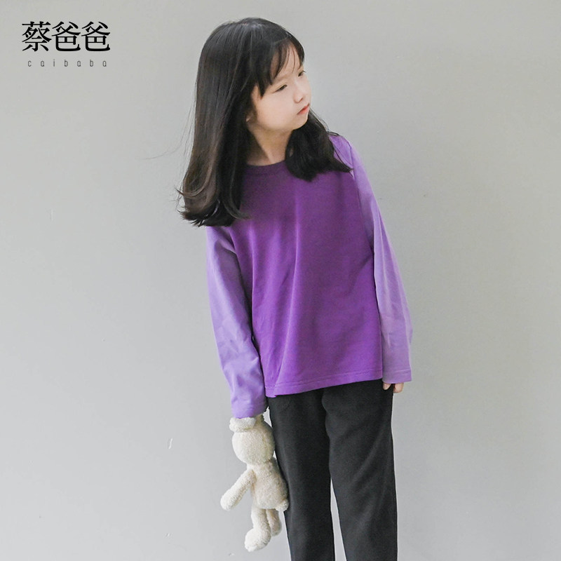 蔡爸爸童装网红洋气女童体恤紫色插肩长袖T恤女童打底衫1177+1122,童装/婴儿装/亲子装,T恤,淘宝优惠券,粉丝福利购,淘宝优惠卷