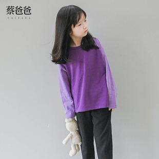 1177 T恤女童打底衫 1122 网红洋气女童体恤紫色插肩长袖 蔡爸爸童装