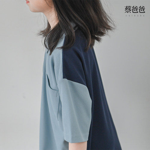 女童连衣裙夏半袖撞色POLO裙