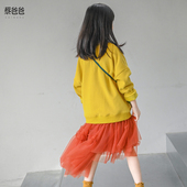 新款 不倒绒圆领卫衣1350 姜黄厚款 女大童冬装 793 卫衣 蔡爸爸童装