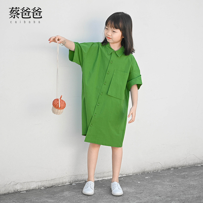 女童连衣裙夏全棉翻领衬衫裙