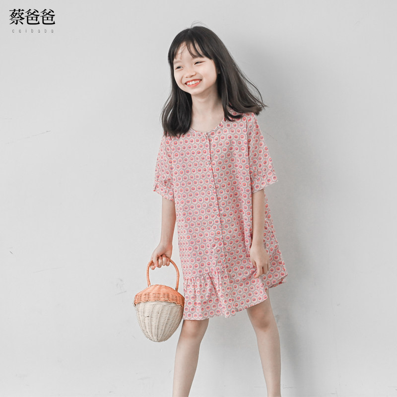 蔡爸爸童装2026款气质夏装碎花裙中童女孩连衣裙粉色洋气裙子298