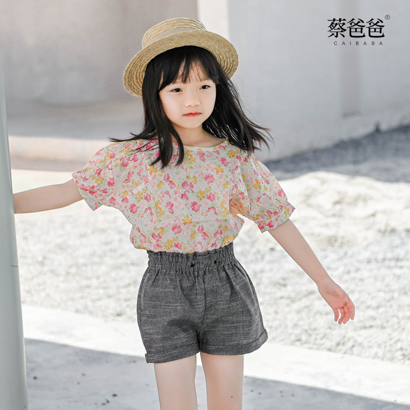 蔡爸爸女童半袖t恤薄款纯棉夏季