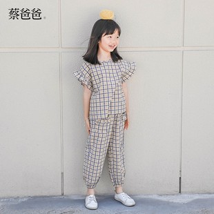 文艺九分裤 076 子 格子套装 2024夏季 韩版 女童套装 蔡爸爸原创童装