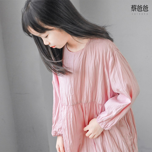 女连衣裙春秋圆领长袖连衣裙