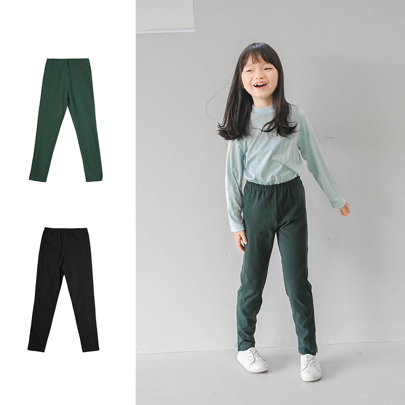 蔡爸爸童装文艺春秋款女童绿色打底裤百搭皮筋腰围紧身裤1201+089