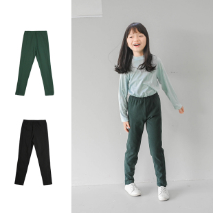 百搭皮筋腰围紧身裤 蔡爸爸童装 文艺春秋款 女童绿色打底裤 089 1201