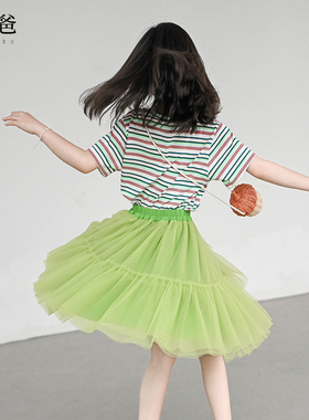 蔡爸爸原创童装 小清新仙女裙 夏装女童绿色半身裙时尚A字纱裙637