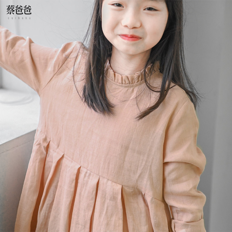 蔡爸爸童装2026新款春秋装中大童文艺连衣裙苎麻长袖少女裙子1326,童装/婴儿装/亲子装,连衣裙,淘宝优惠券,粉丝福利购,淘宝优惠卷