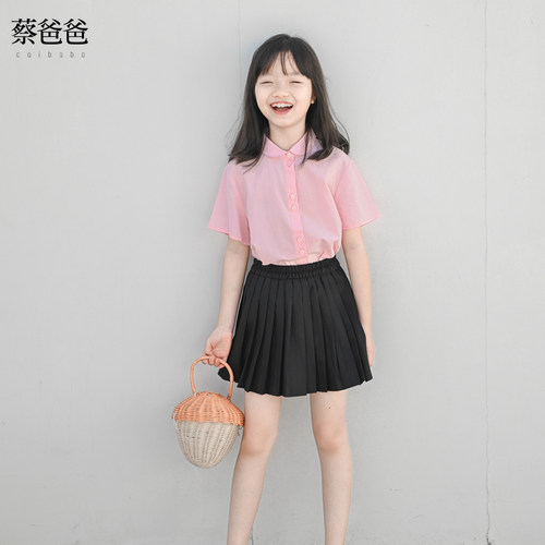 半身百褶裙纯棉女童半身百褶裙