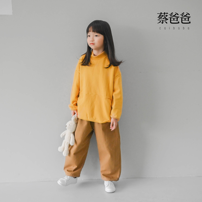 蔡爸爸童装 长袖套头毛圈卫衣 男女儿童黄色卫衣冬装文艺A13+398