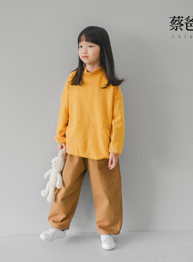 蔡爸爸童装 长袖套头毛圈卫衣 男女儿童黄色卫衣冬装文艺A13+398