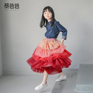 蔡爸爸女童装文艺秋季衬衣小个子女装蓝色长袖牛仔衬衫1269+1235