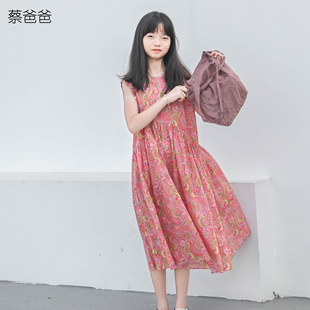 女大童裙子薄款 连衣裙夏装 度假风751 2026文艺复古无袖 蔡爸爸童装