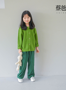 蔡爸爸小清新衣服针织开衫秋冬装女童毛衣中大童少女外套1127+963