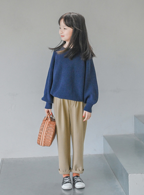 蔡爸爸童装时尚女童厚实长裤冬装男女儿童驼色休闲裤子1336+1311