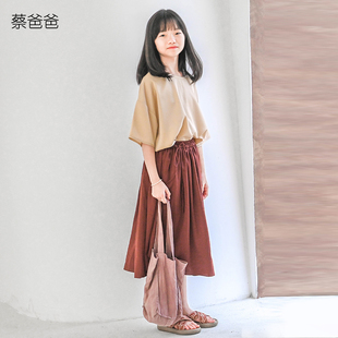 中式 盘扣裙392 红色A字半身裙女大童亲子装 夏季 389 新款 蔡爸爸童装