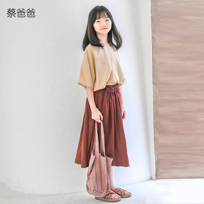 中式红色A字半身裙女夏季盘扣裙