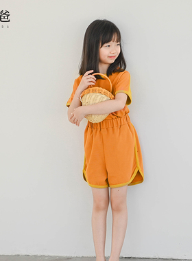 蔡爸爸童装 2026新款夏装 男女儿童套装圆领T恤短袖衫休闲套装785