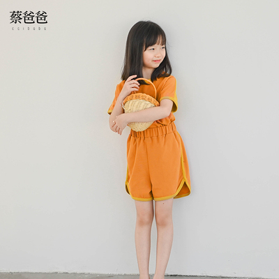 两件夏男女童套装圆领T恤短袖衫