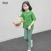 2026新款 薄款 夏装 蔡爸爸童装 男女儿童短袖 t恤 绿色上衣服663 138