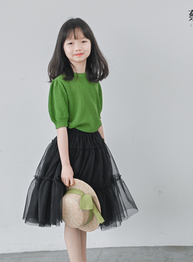 蔡爸爸童装2026新款夏季 洋气女童半身裙 三层网纱A字裙子630+719